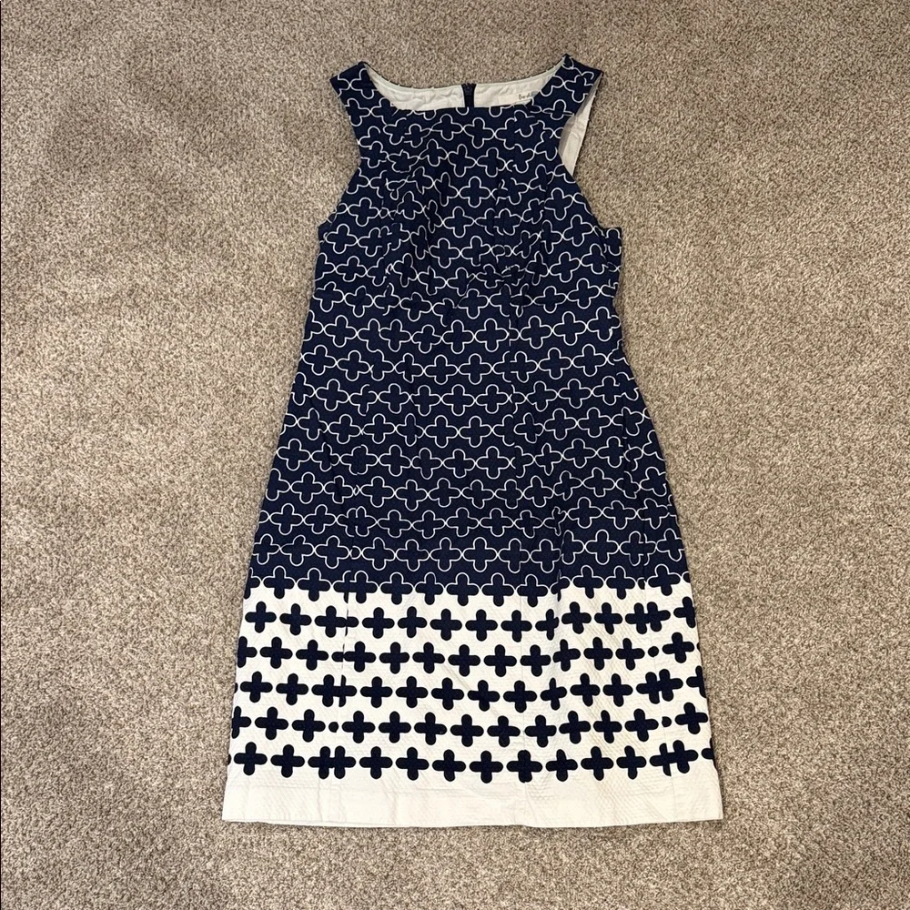 Boden Chic Navy and White Patterned Mini Dress 4R - Picture 1 of 6